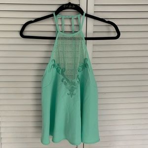 Open-back halter tank top